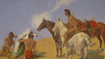 Amérindien œuvres - le signal de fumée 1905 Frederic Remington Indiens d’Amérique